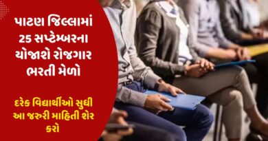 પાટણ જિલ્લામાં 25 સપ્ટેમ્બરના યોજાશે રોજગાર ભરતી મેળો